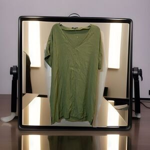 MADEWELL Midi Dress V Neck Tunic‎ Short Sleeve Green Size Large Holiday Casual